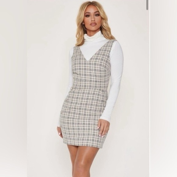 Meshki Dresses & Skirts - Meshki Jasmin Cross Front Plaid Mini Dress XS